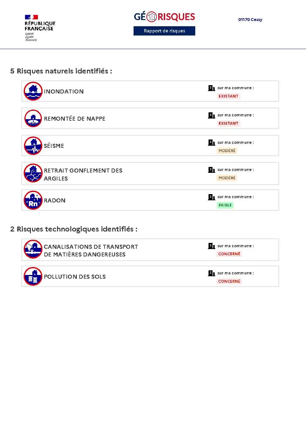 Rapport de Risques Cessy - Page 2