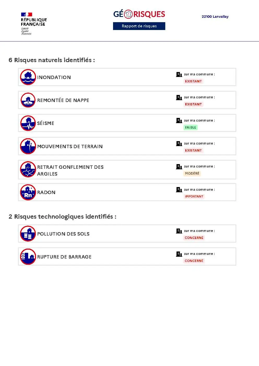 Rapport de Risques Lanvallay - Page 2