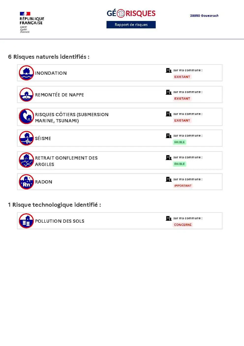 Rapport de Risques Gouesnach - Page 2