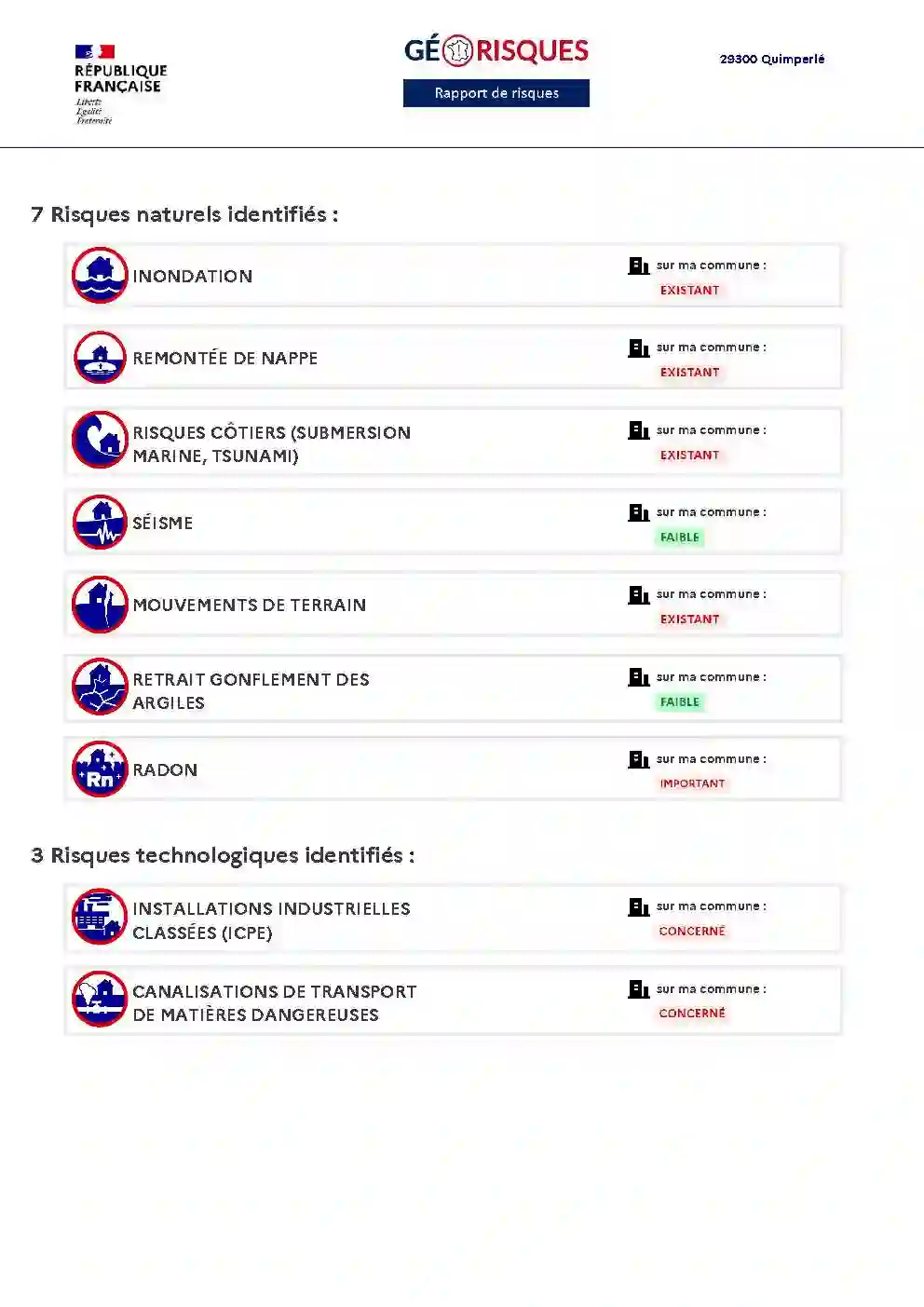 Rapport de Risques Quimperlé - Page 2