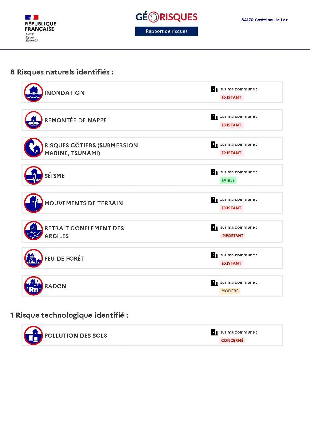 Rapport de Risques Castelnau-le-Lez - Page 2