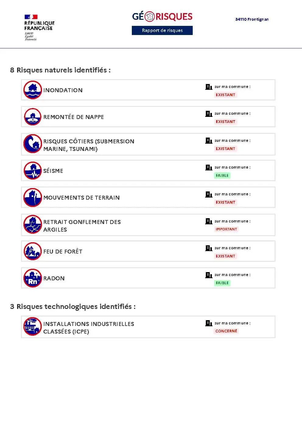 Rapport de Risques Frontignan - Page 2