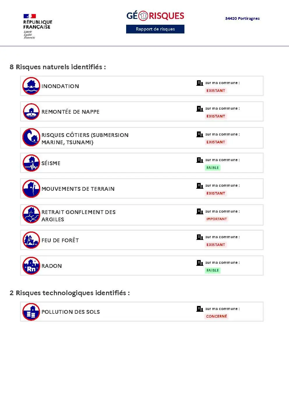 Rapport de Risques Portiragnes - Page 2