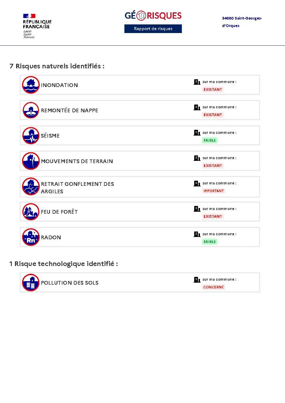 Rapport de Risques Saint-Georges-d'Orques - Page 2