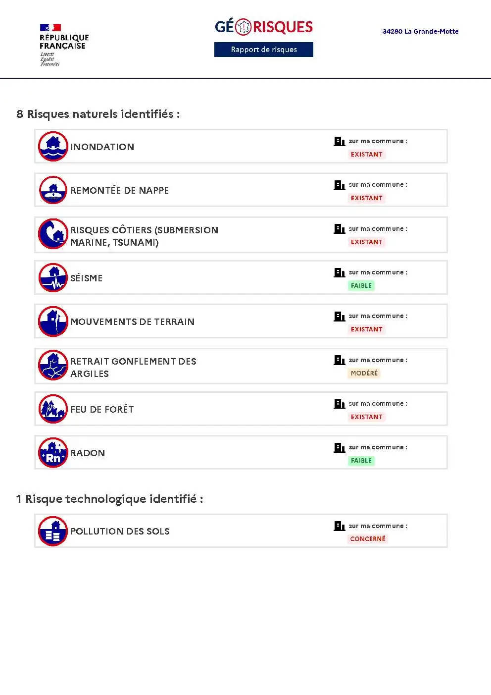Rapport de Risques La Grande-Motte - Page 2