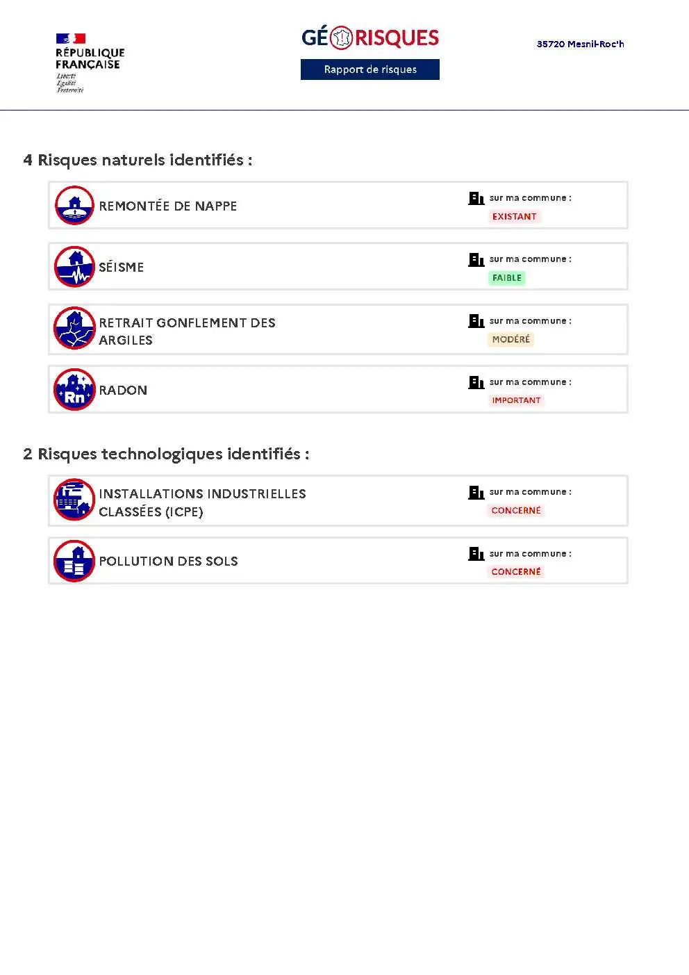 Rapport de Risques Mesnil-Roc'h - Page 2