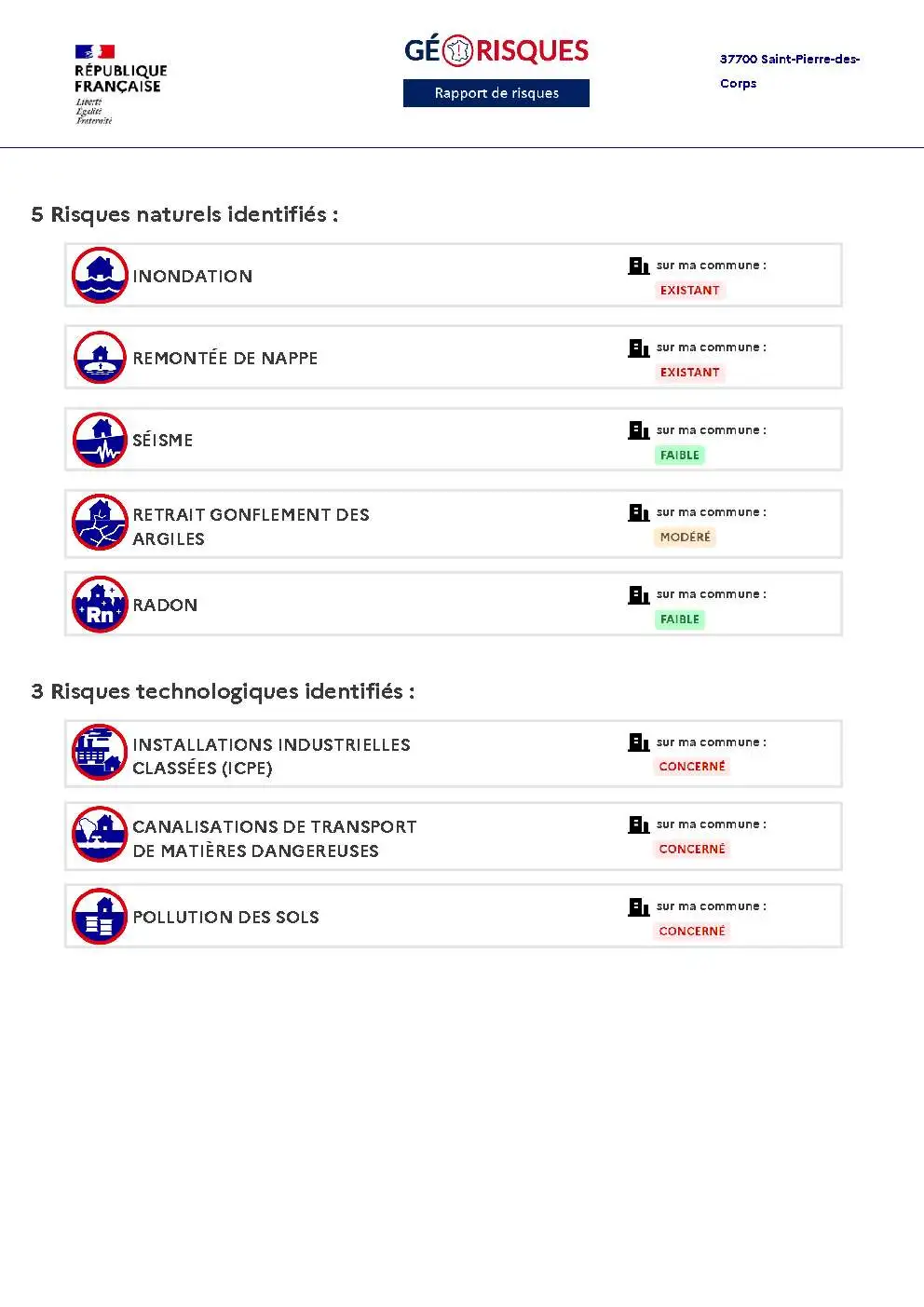 Rapport de Risques Saint-Pierre-des-Corps - Page 2