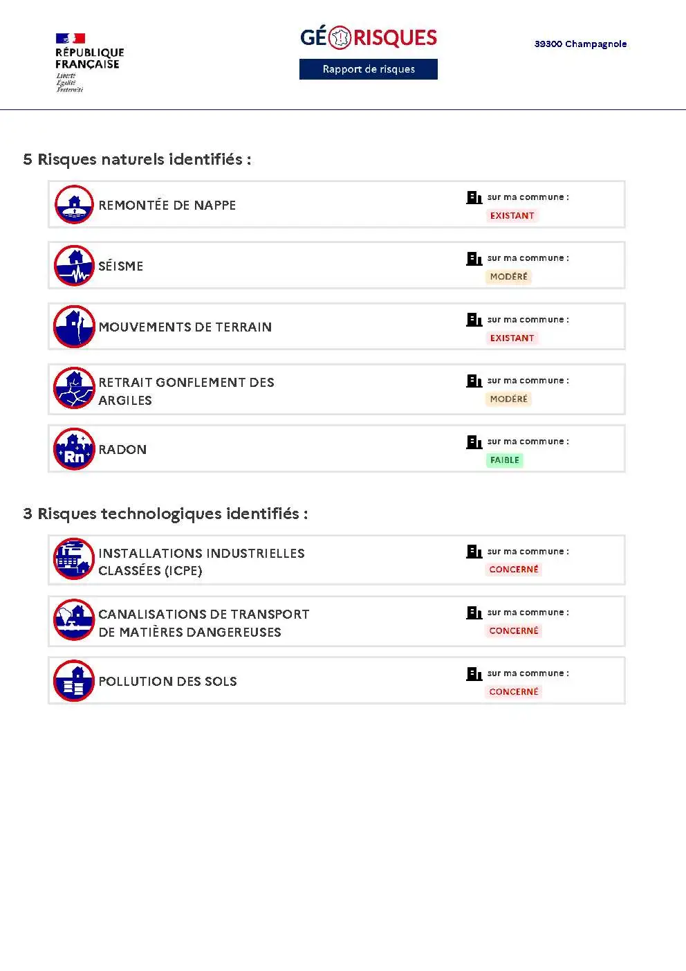 Rapport de Risques Champagnole - Page 2