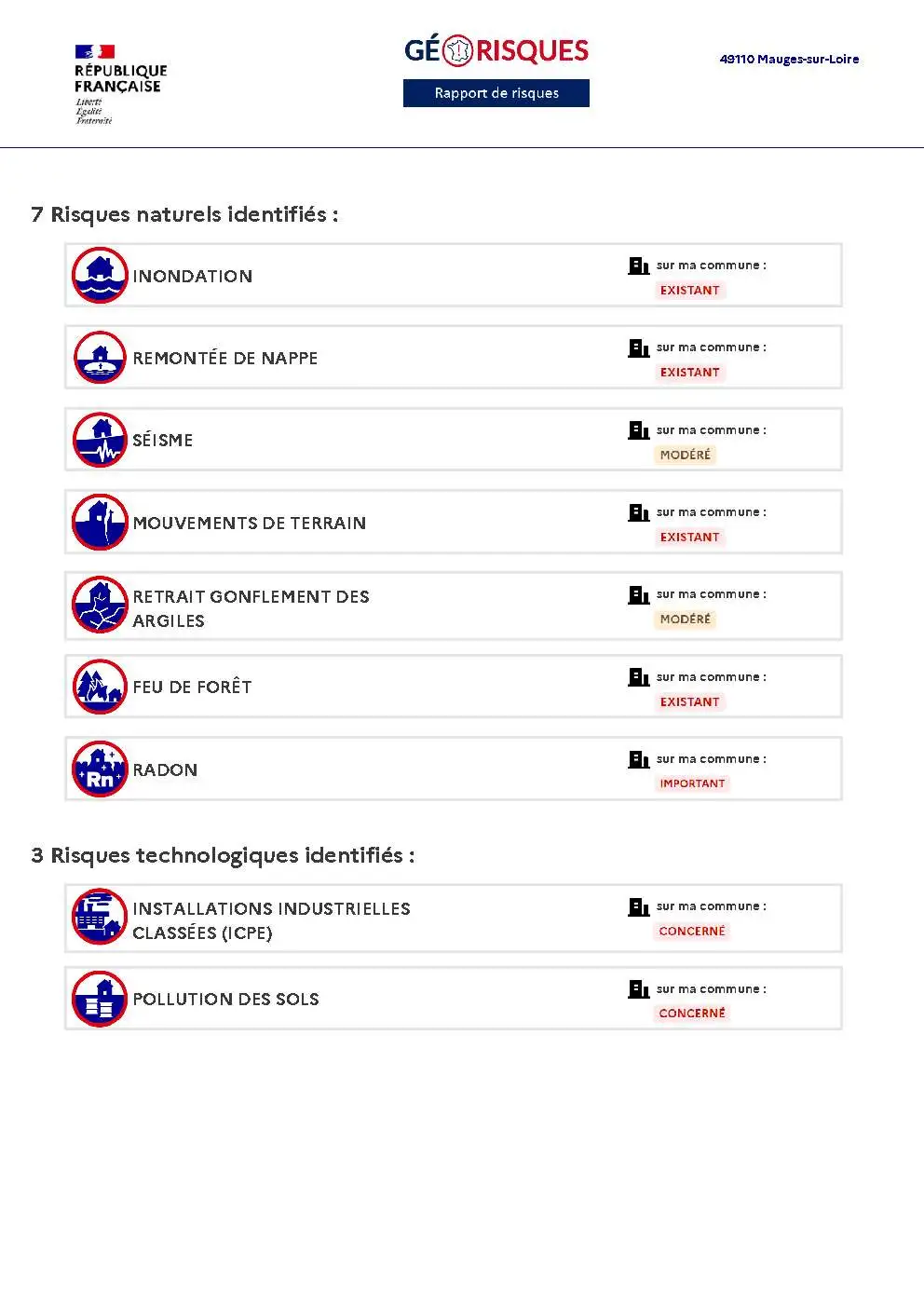 Rapport de Risques Mauges-sur-Loire - Page 2