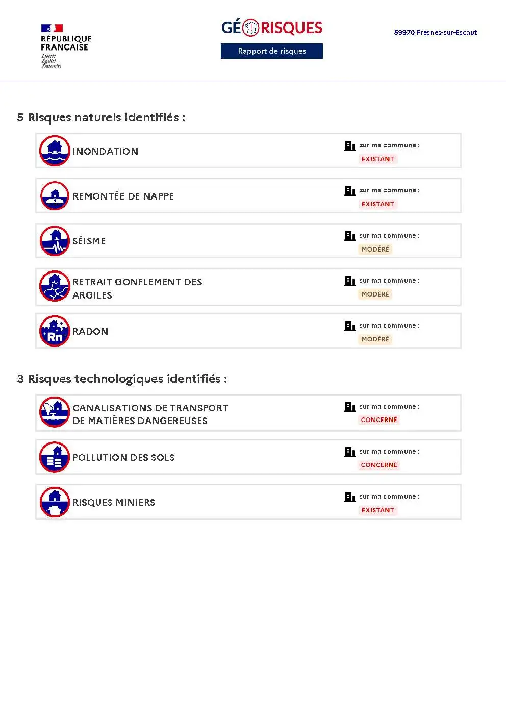 Rapport de Risques Fresnes-sur-Escaut - Page 2