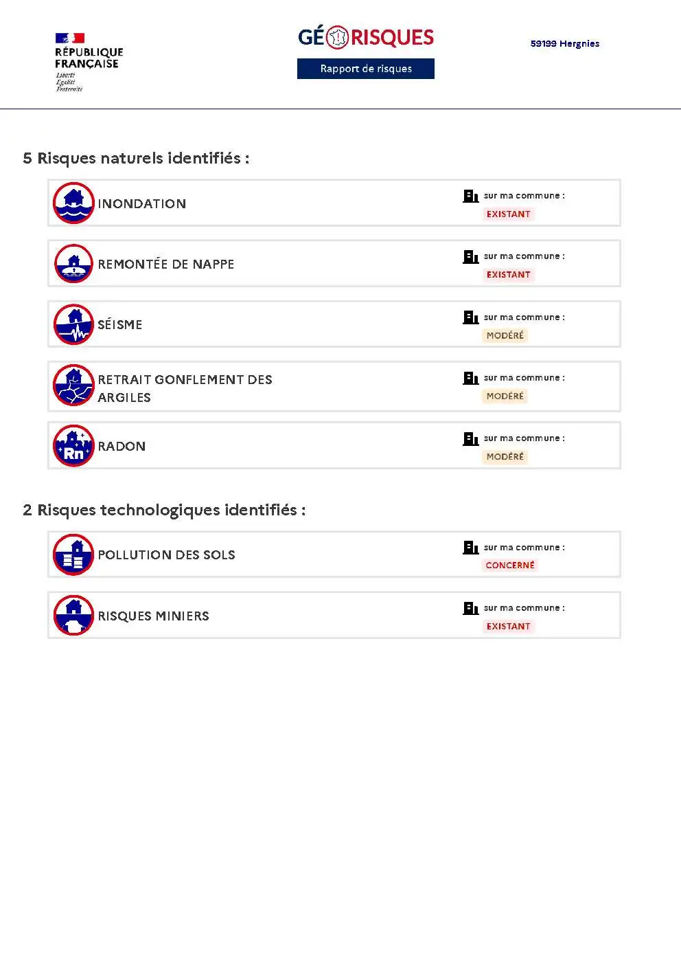 Rapport de Risques Hergnies - Page 2
