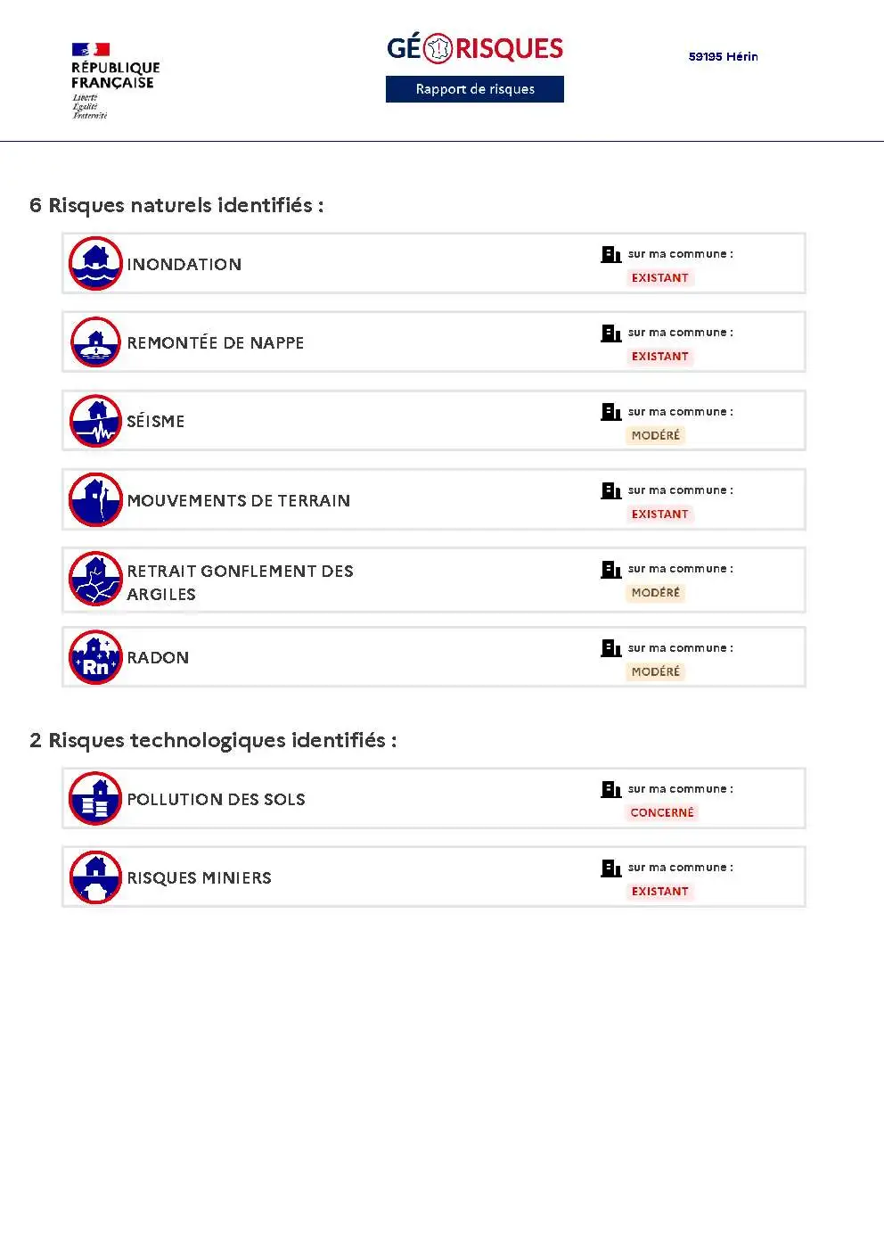 Rapport de Risques Hérin - Page 2