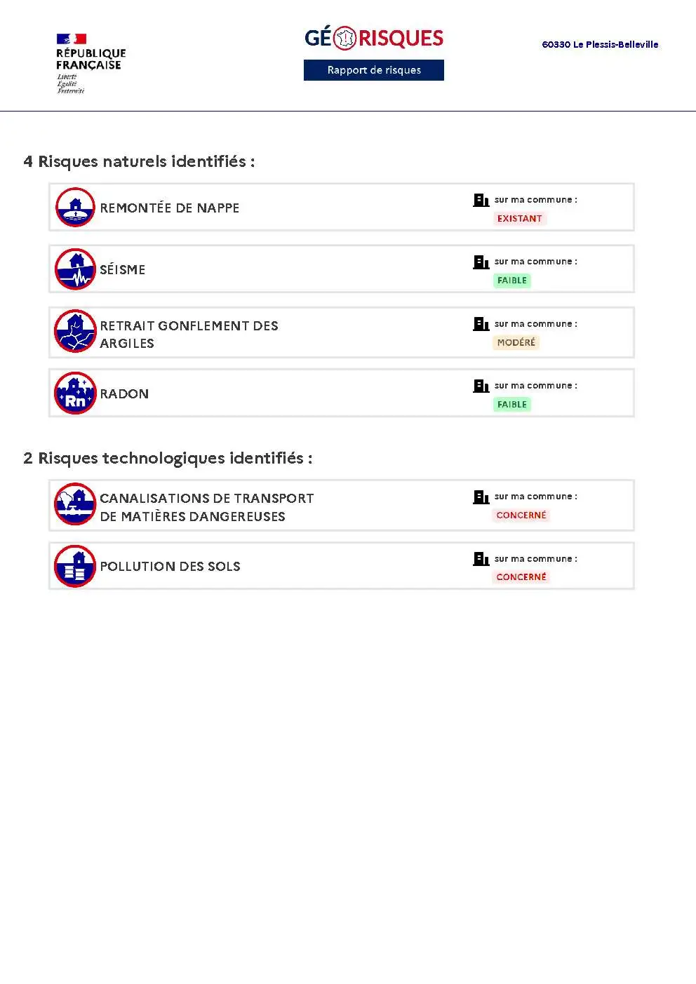 Rapport de Risques Le Plessis-Belleville - Page 2