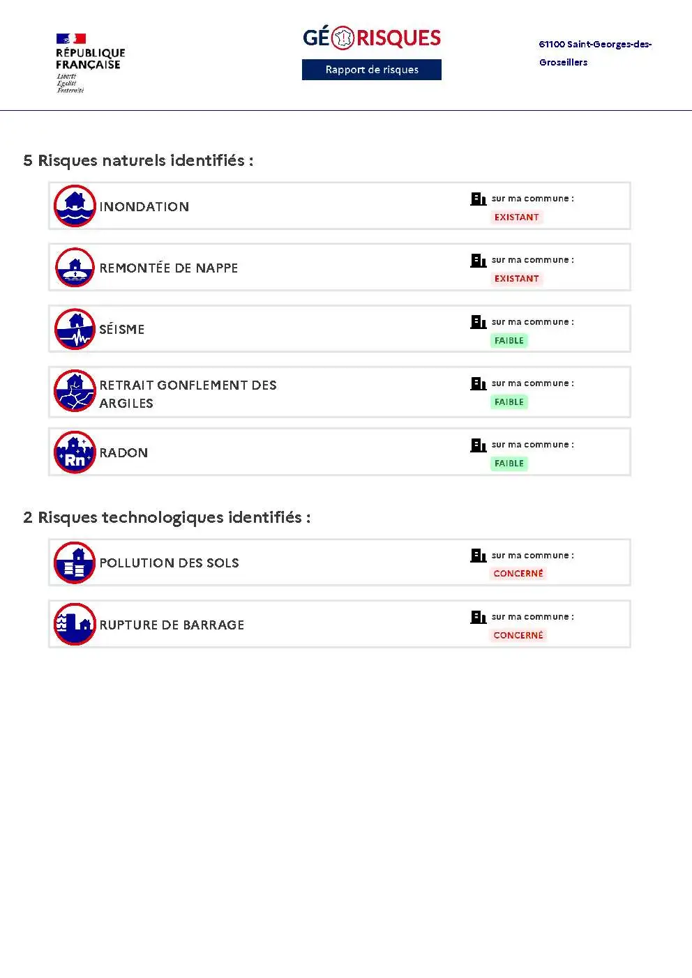 Rapport de Risques Saint-Georges-des-Groseillers - Page 2