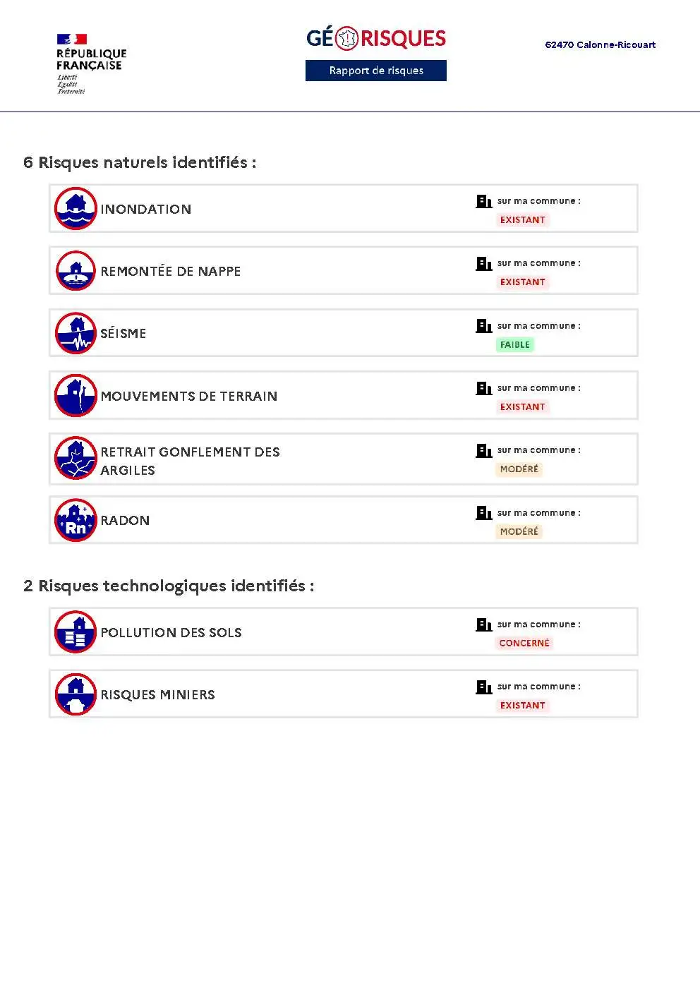 Rapport de Risques Calonne-Ricouart - Page 2