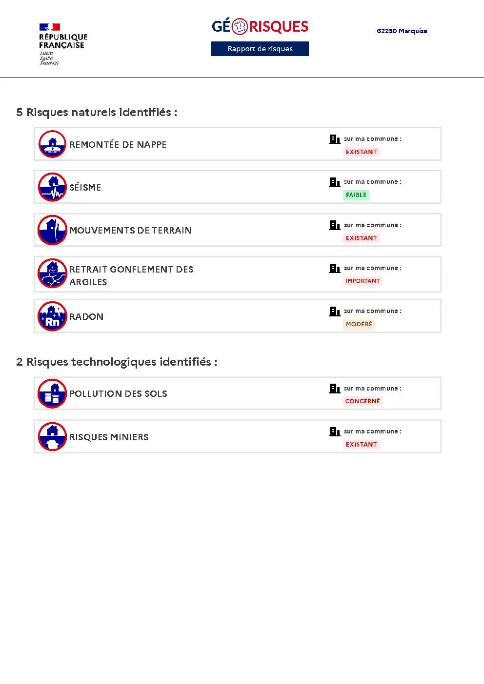 Rapport de Risques Marquise - Page 2