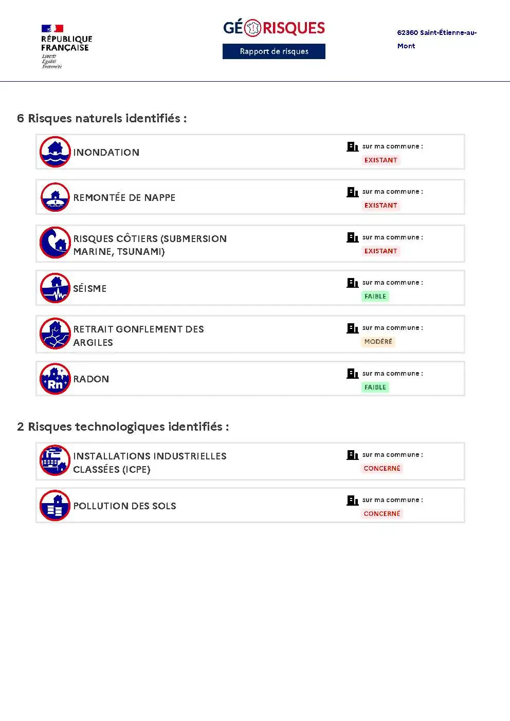 Rapport de Risques Saint-Étienne-au-Mont - Page 2
