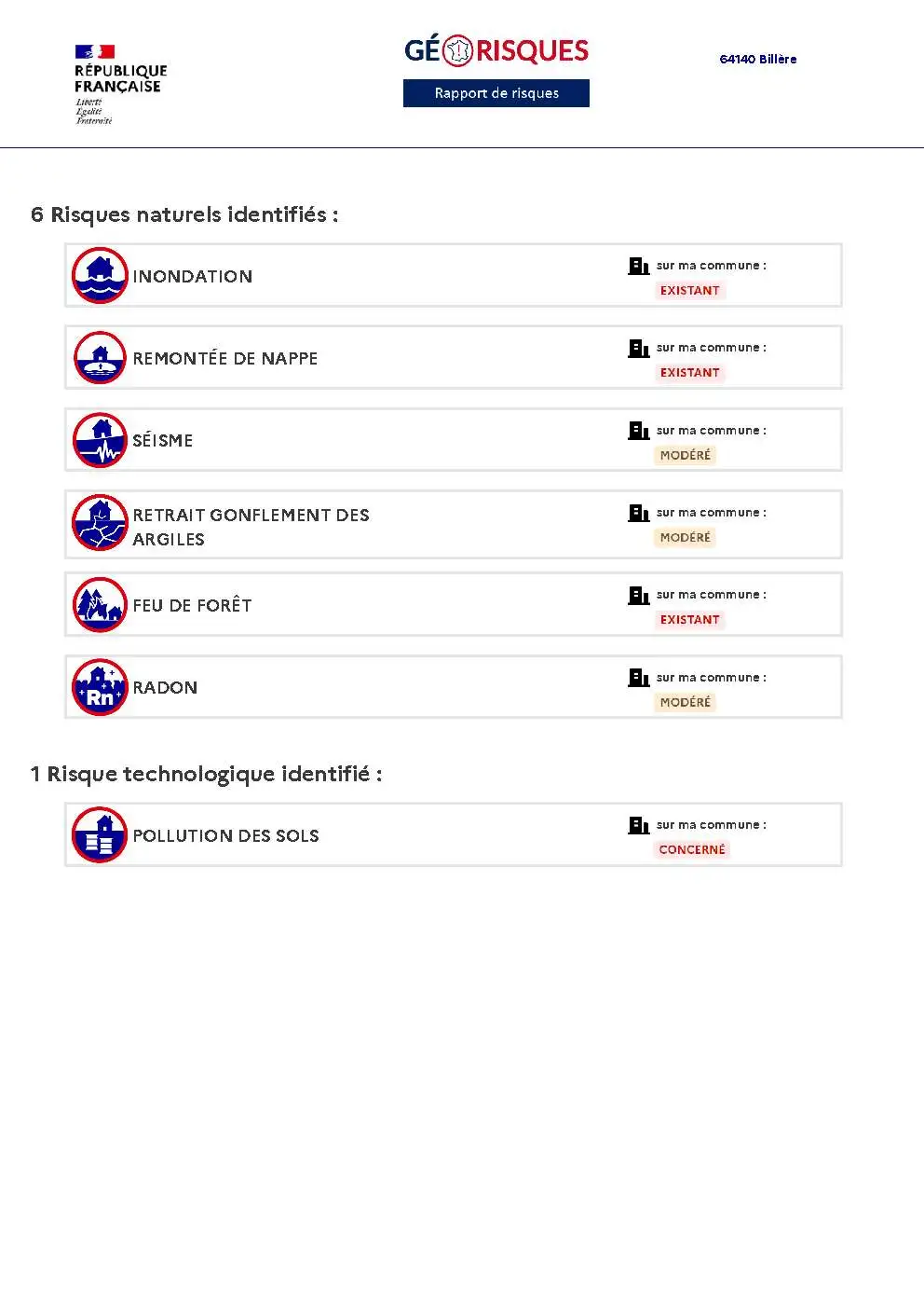 Rapport de Risques Billère - Page 2