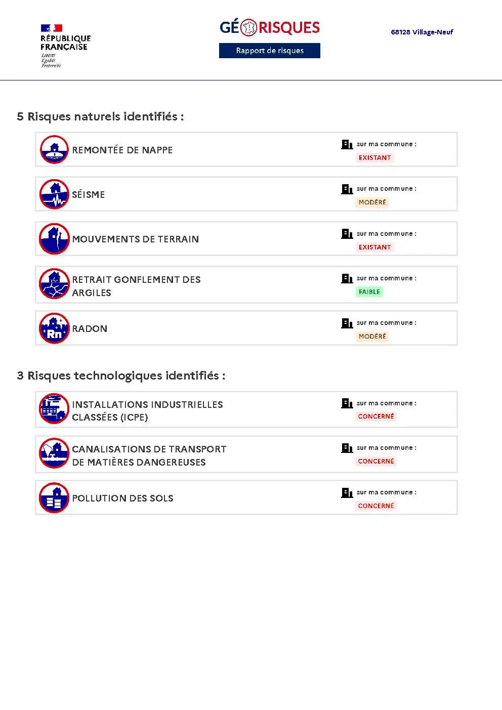 Rapport de Risques Village-Neuf - Page 2