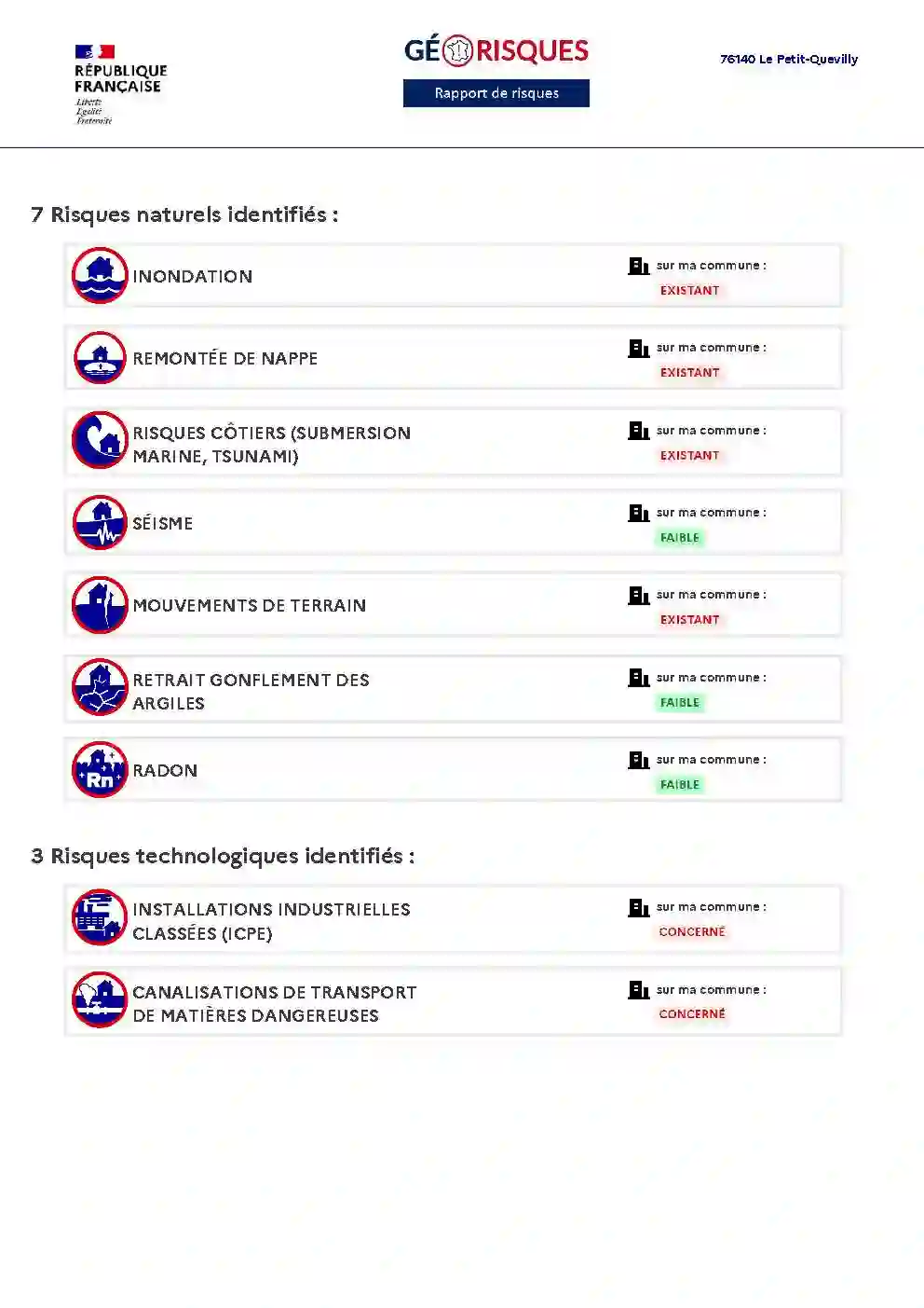 Rapport de Risques Le Petit-Quevilly - Page 2