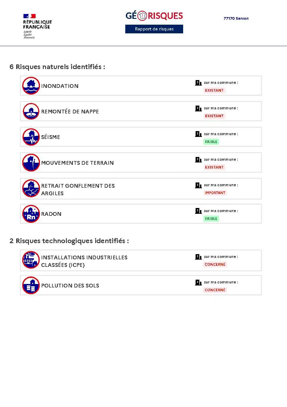 Rapport de Risques Servon - Page 2