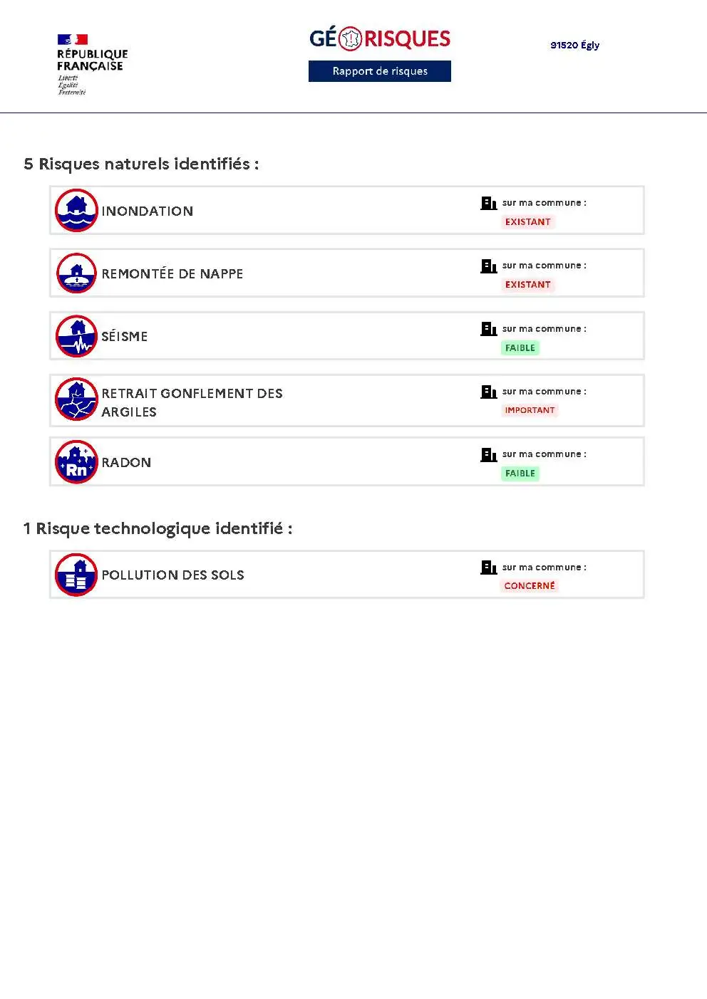 Rapport de Risques Égly - Page 2