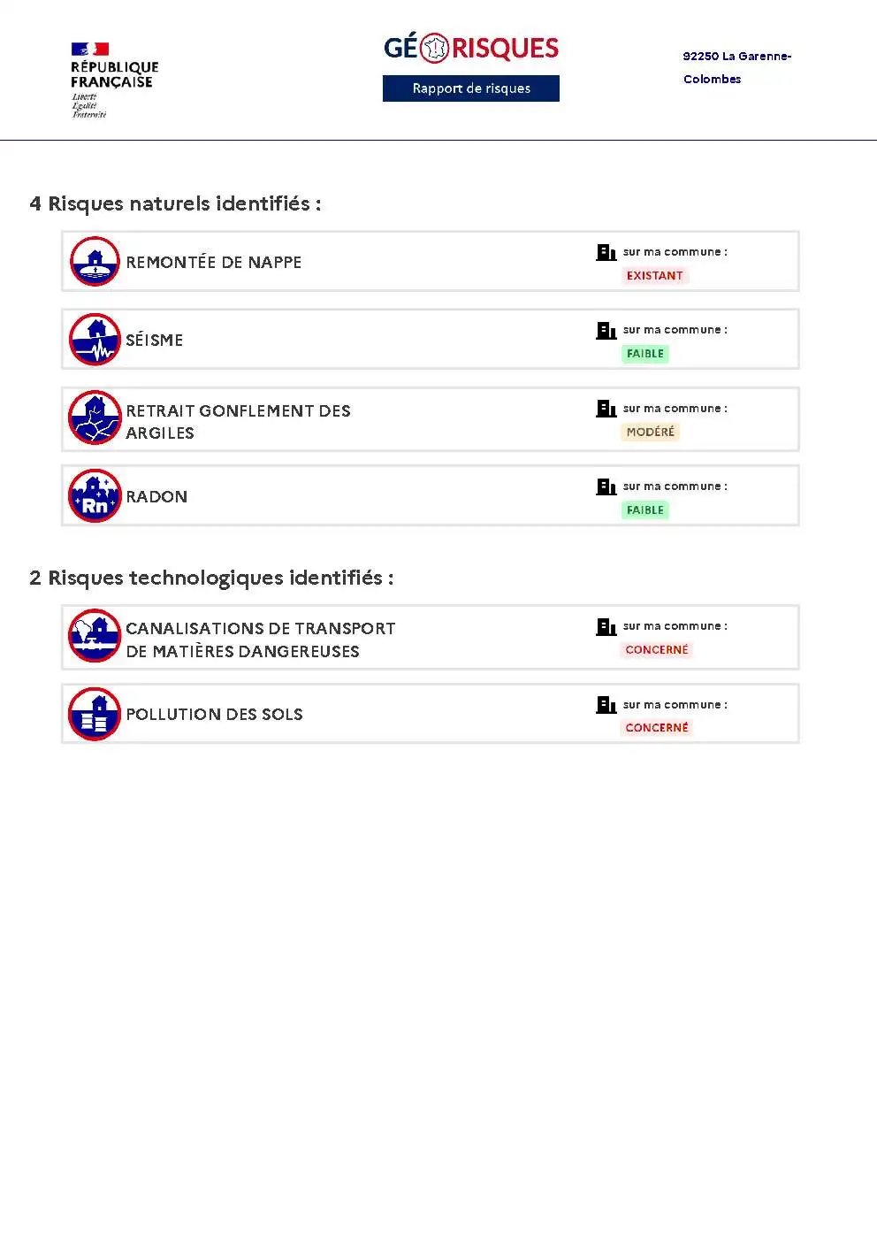 Rapport de Risques La Garenne-Colombes - Page 2