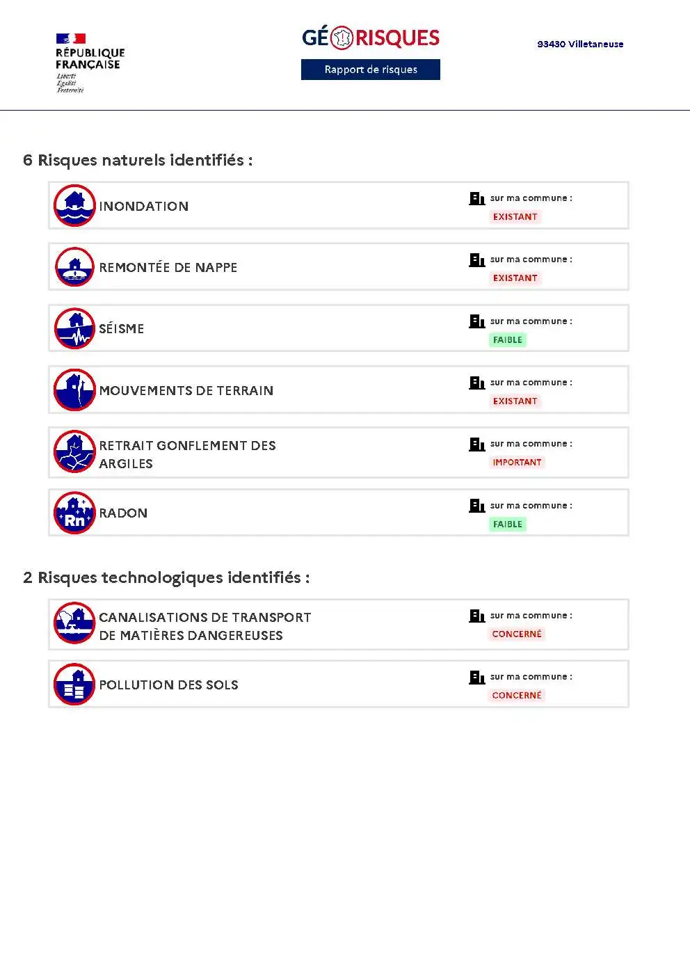 Rapport de Risques Villetaneuse - Page 2